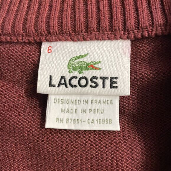 Lacoste Sweater Cotton‎ Hidden Buttons Long Sleeve Pullover Mens Size 6 - Picture 3 of 7